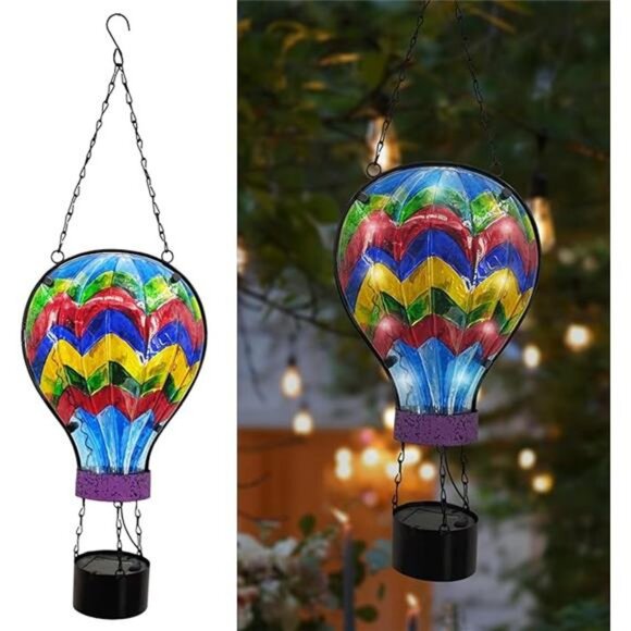 Hanging Solar Lantern Waterproof Hot Air Balloon Decor Solar Light Tabletop Lamp - Picture 7 of 7